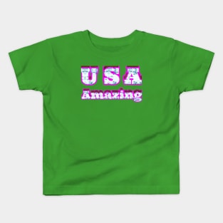 U S A text art design. Kids T-Shirt